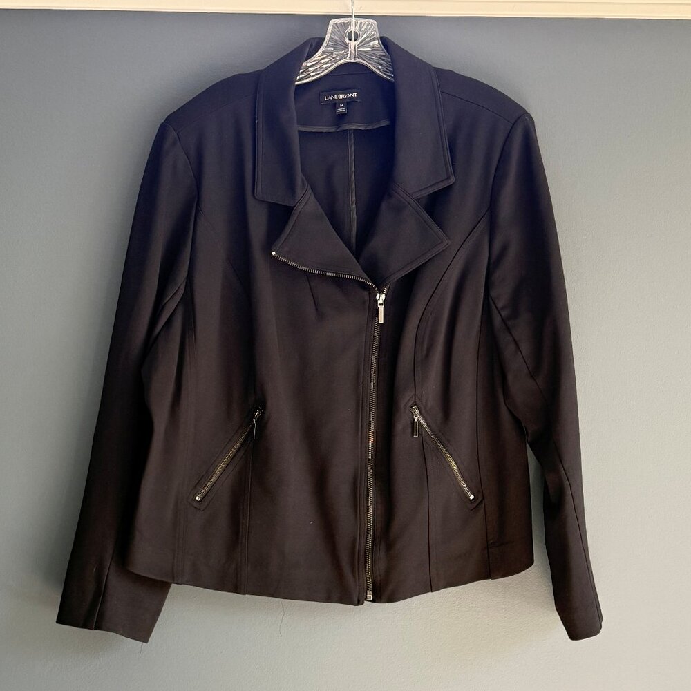 Lane Bryant Black Sporty Zipper Jacket - Plus size 24